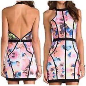 Finders Keepers Winter Birds Mini Halter Dress Size M